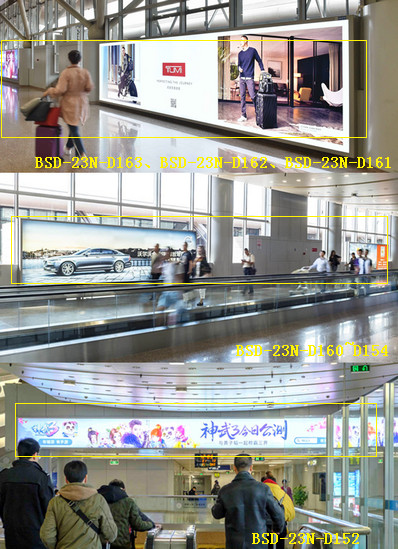 北京首都機場T2國內到達通廊燈箱廣告案例圖