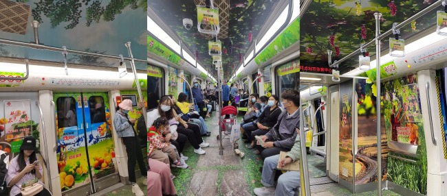 鄭州地鐵全景內(nèi)包車文旅特產(chǎn)投放案例，鄭州地鐵車廂貼廣告價(jià)格
